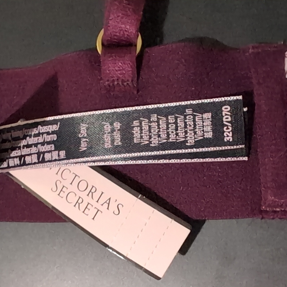 Victoria Secret Elegant Floral Embroidered Bra - burgundy - Picture 2 of 5